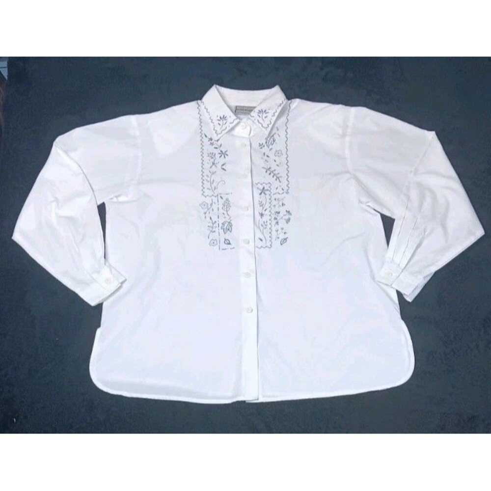 VTG Napa Valley Long Sleeve Embroidered Button Up M White Fall Leaves Autumncore